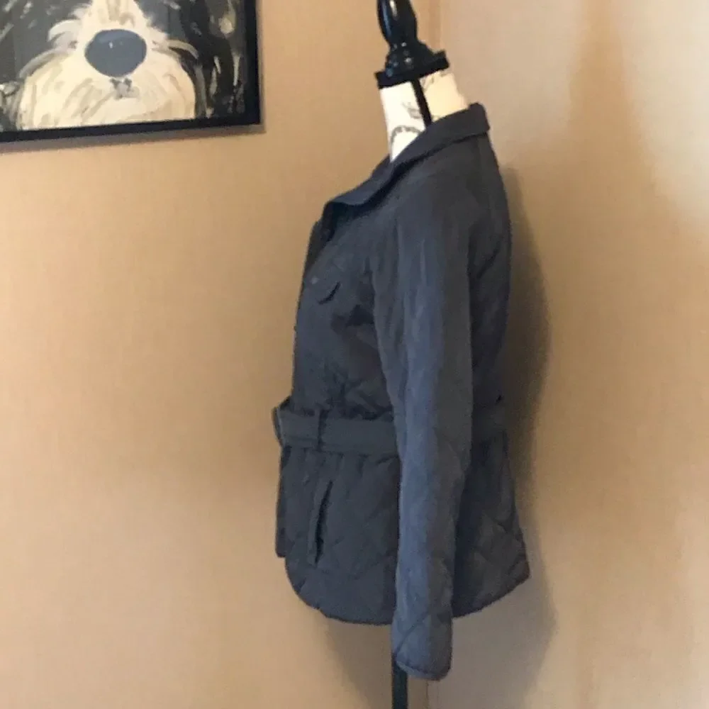 Gap Belted Puffer Coat Women's Size Small Petite Flinted Gray